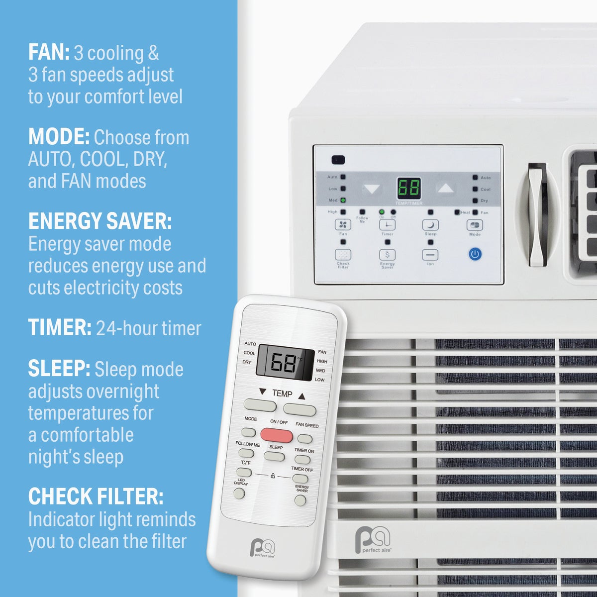 Perfect Aire 18,000 BTU 1000 Sq. Ft. Window Air Conditioner with Remote Control Image 2