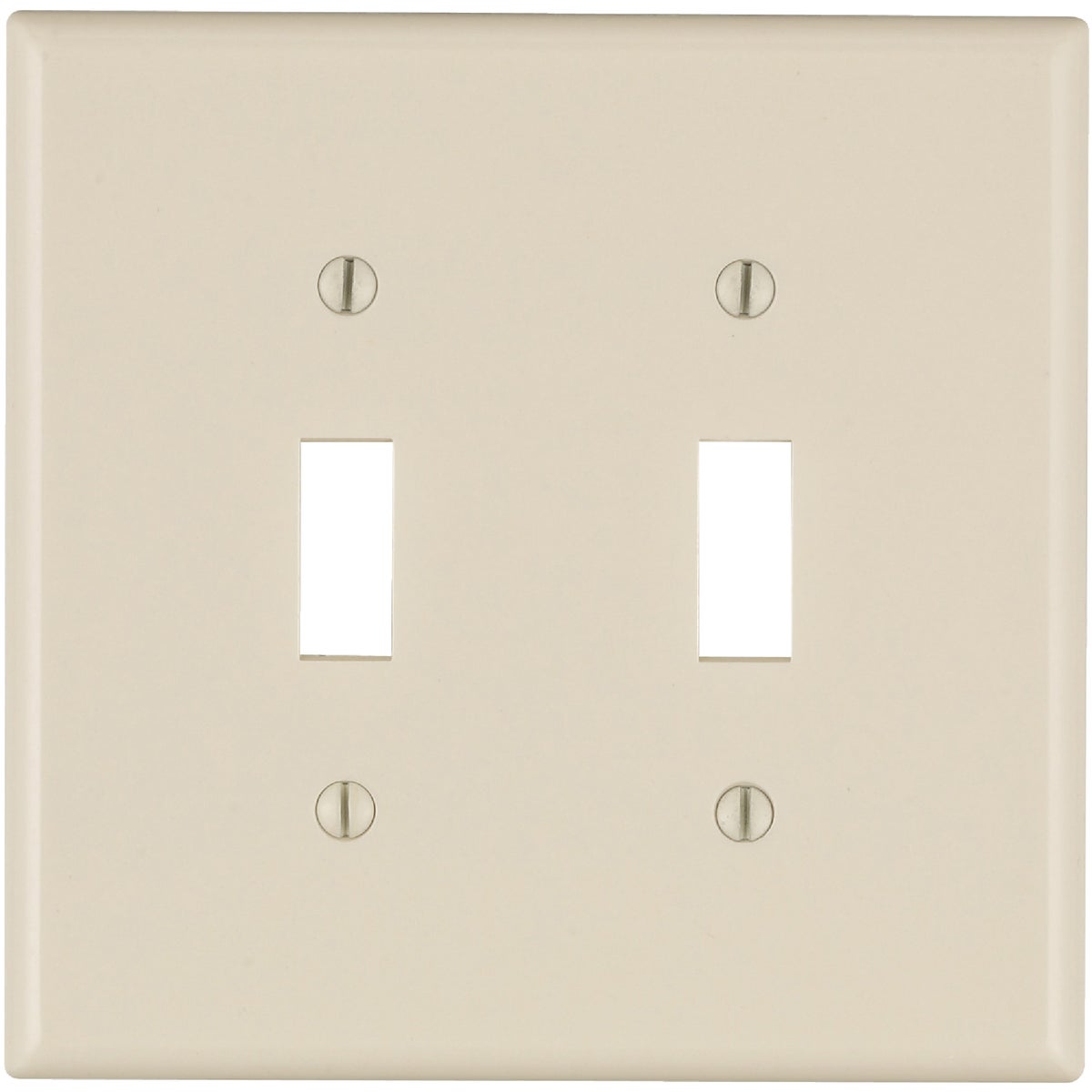 Leviton 2-Gang Smooth Plastic Mid-Way Toggle Switch Wall Plate, Light Almond Image 1