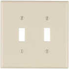 Leviton 2-Gang Smooth Plastic Mid-Way Toggle Switch Wall Plate, Light Almond Image 1