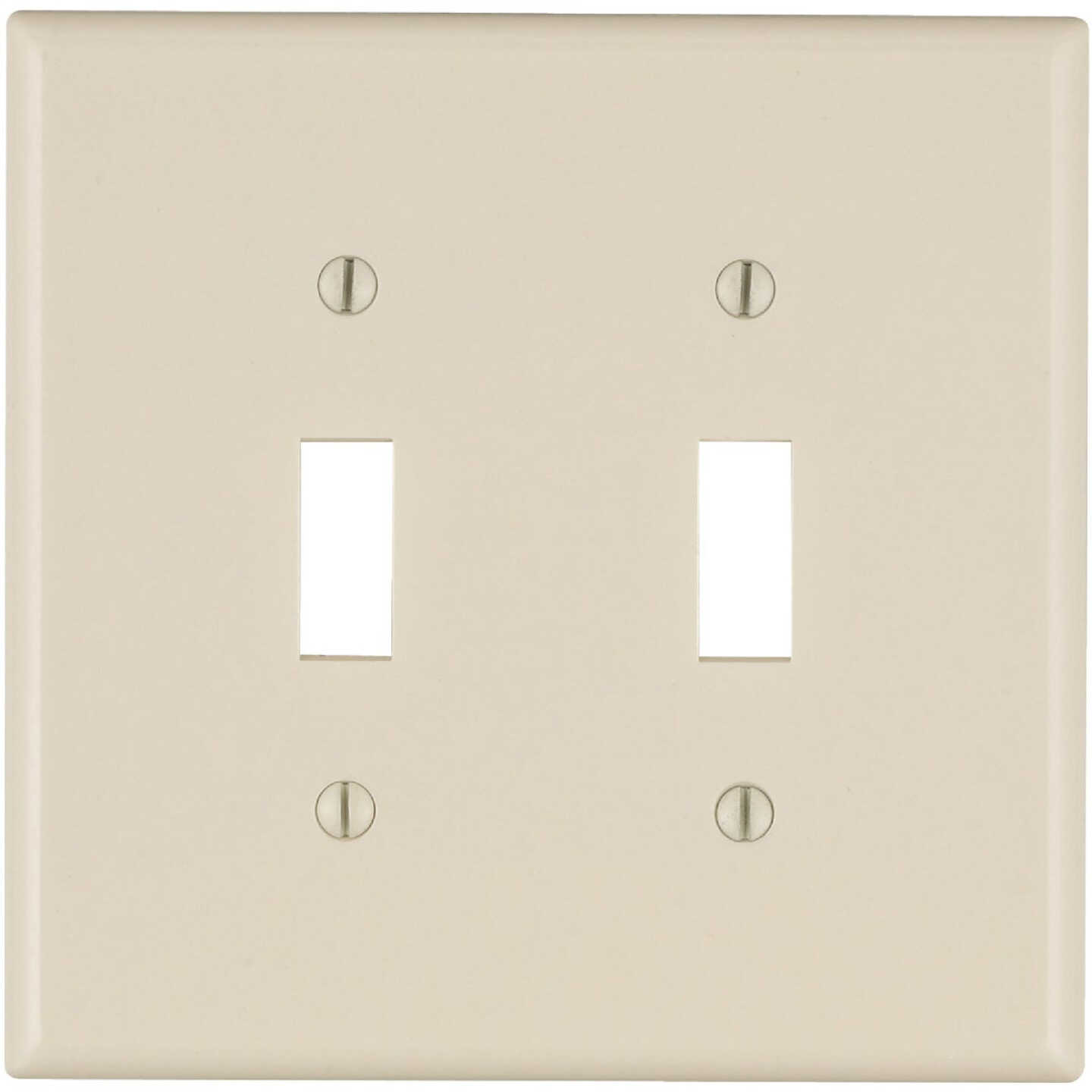 Leviton 2-Gang Smooth Plastic Mid-Way Toggle Switch Wall Plate, Light Almond Image 1