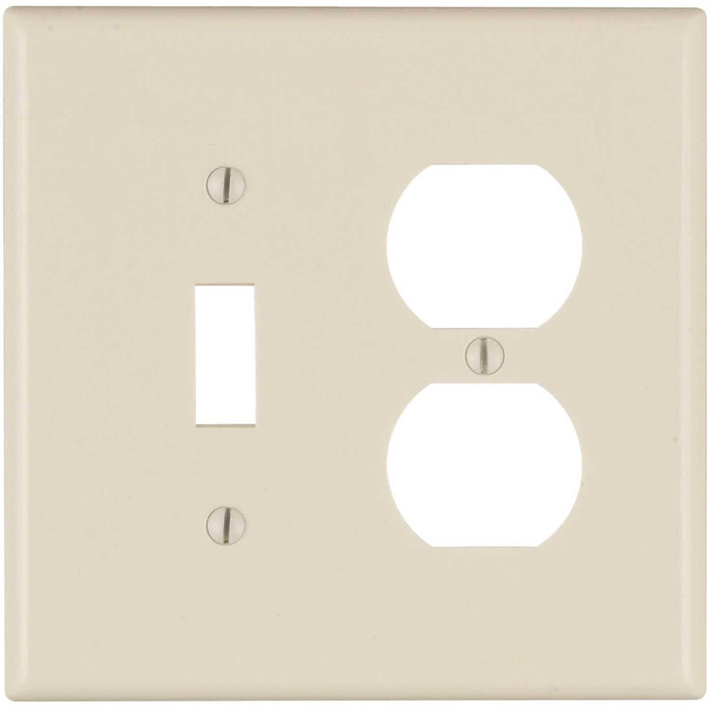 Leviton Mid-Way 2-Gang Thermoset Single Toggle/Duplex Outlet Wall Plate, Light Almond Image 1