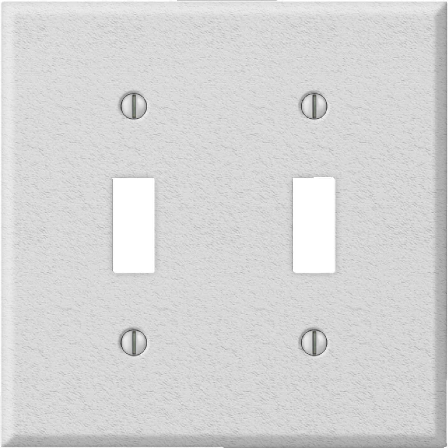 Amerelle PRO 2-Gang Stamped Steel Toggle Switch Wall Plate, White Wrinkle Image 1