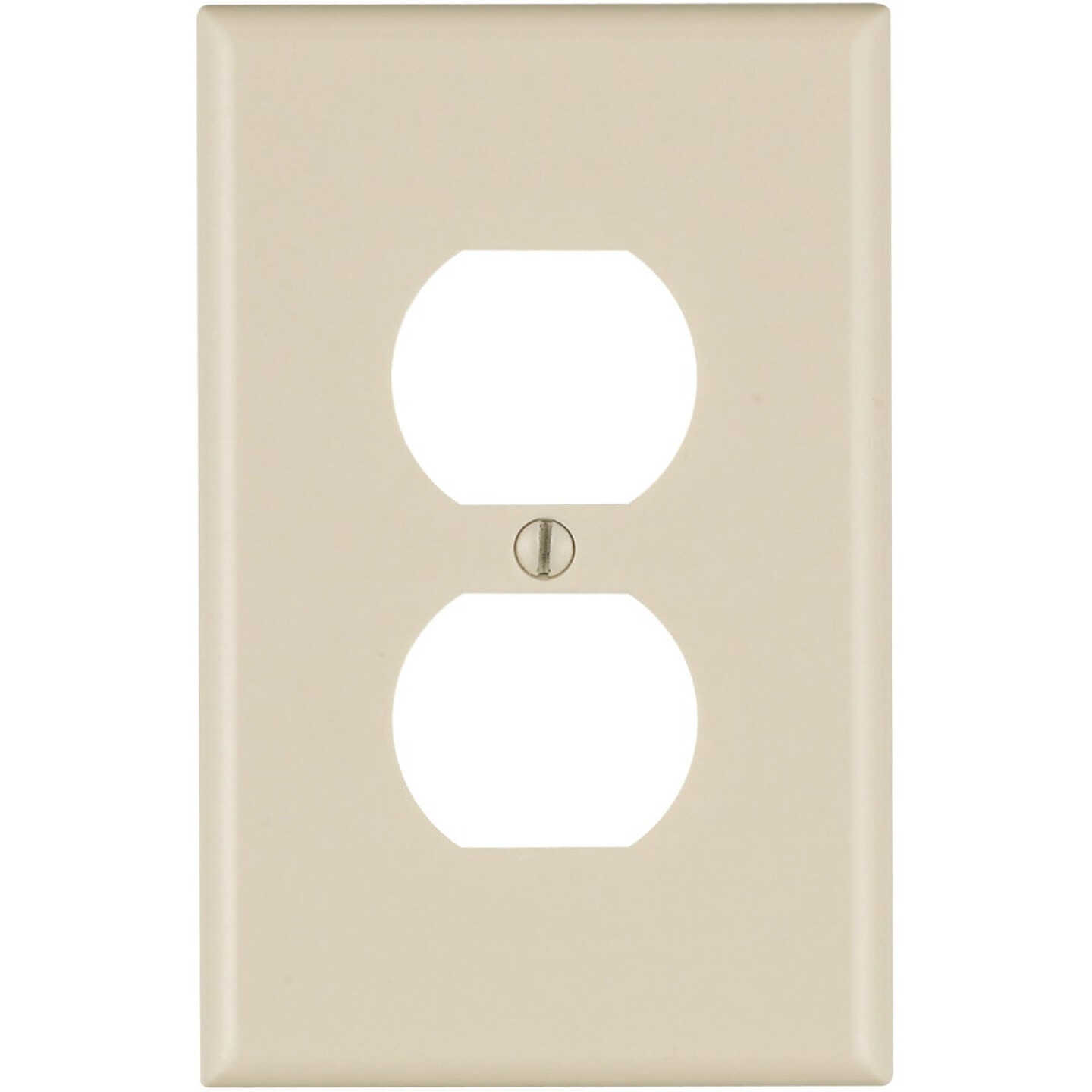 Leviton Mid-Way 1-Gang Smooth Plastic Outlet Wall Plate, Light Almond Image 1