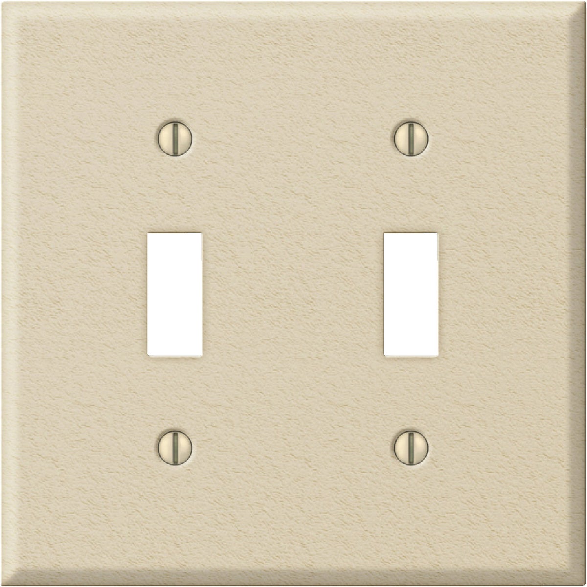Amerelle PRO 2-Gang Stamped Steel Toggle Switch Wall Plate, Ivory Wrinkle Image 1