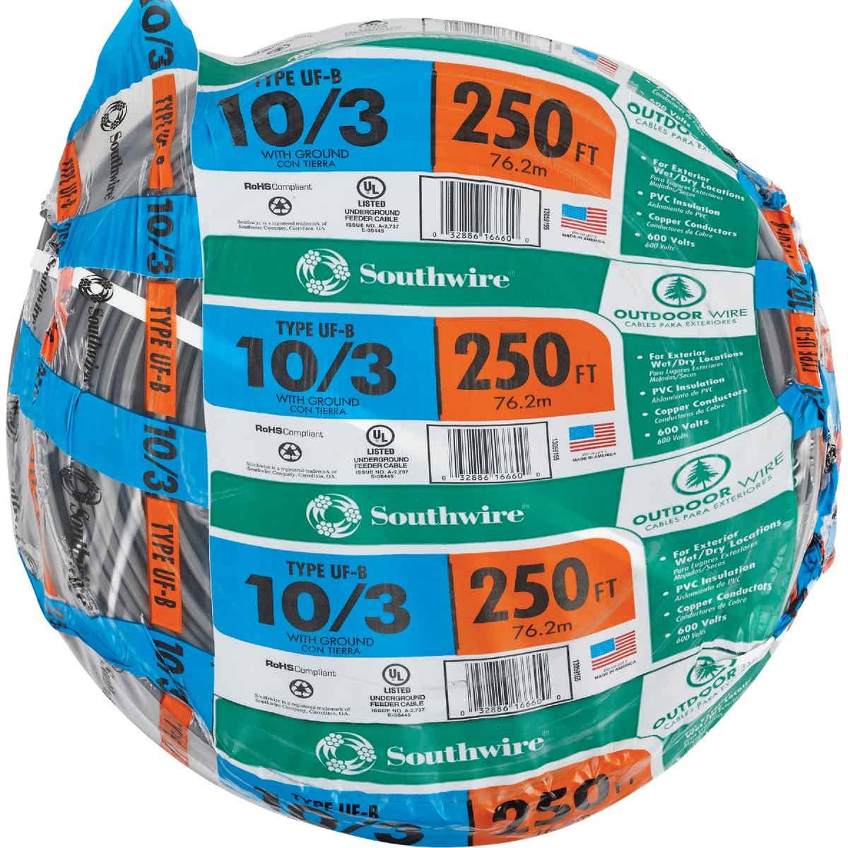 Southwire 250 Ft. 10 AWG 3-Conductor UFW/G Electrical Wire Image 2
