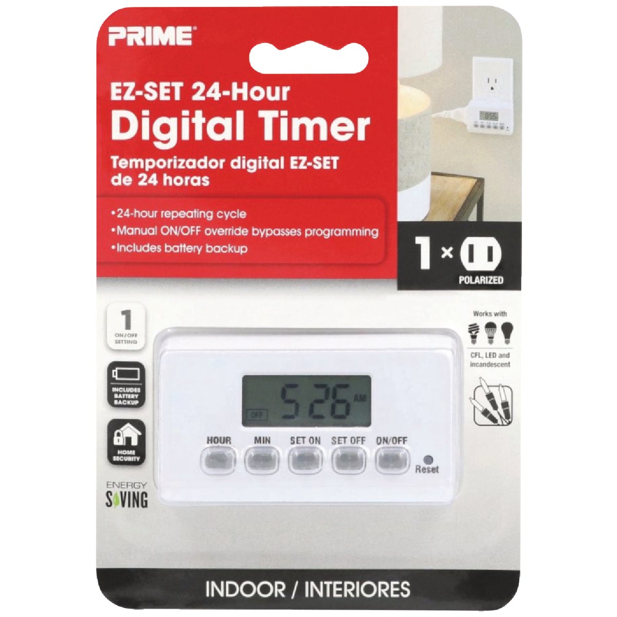 Prime EZ-Set 125V 24 Hr. Indoor Digital Timer Image 3