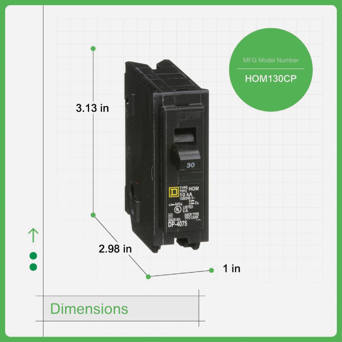 Square D Homeline 30A Single-Pole Standard Trip Circuit Breaker Image 2