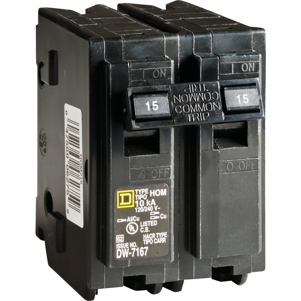 Square D Homeline 15A Double-Pole Standard Trip Circuit Breaker Image 1