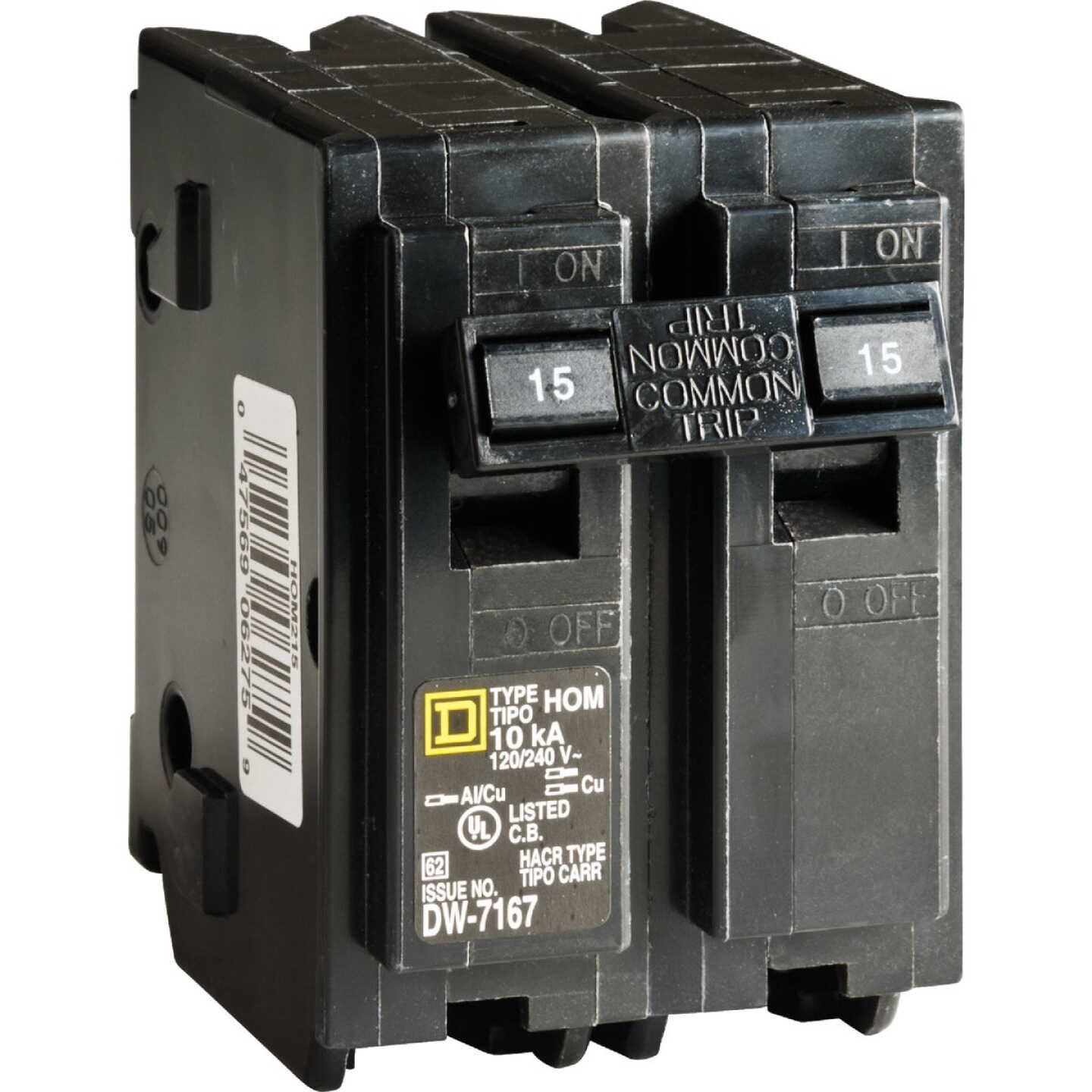Square D Homeline 15A Double-Pole Standard Trip Circuit Breaker Image 1