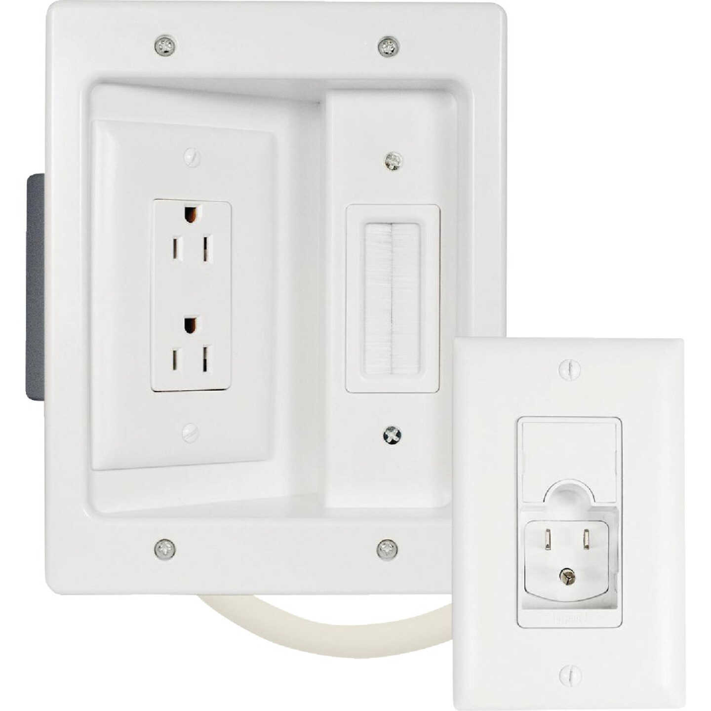 Legrand On-Q In-Wall TV Power & Cable Management Kit, White Image 1