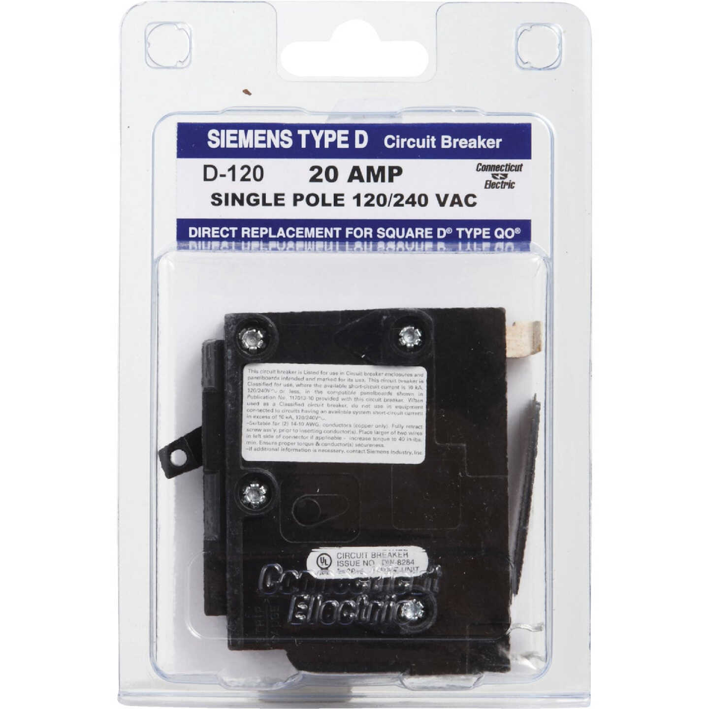 Connecticut Electric 20A Single-Pole Standard Trip Packaged Replacement Circuit Breaker For Square D Image 2