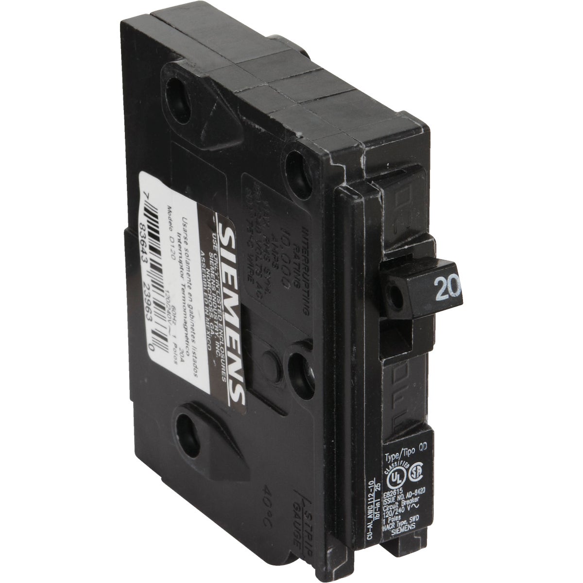Connecticut Electric 20A Single-Pole Standard Trip Packaged Replacement Circuit Breaker For Square D Image 3