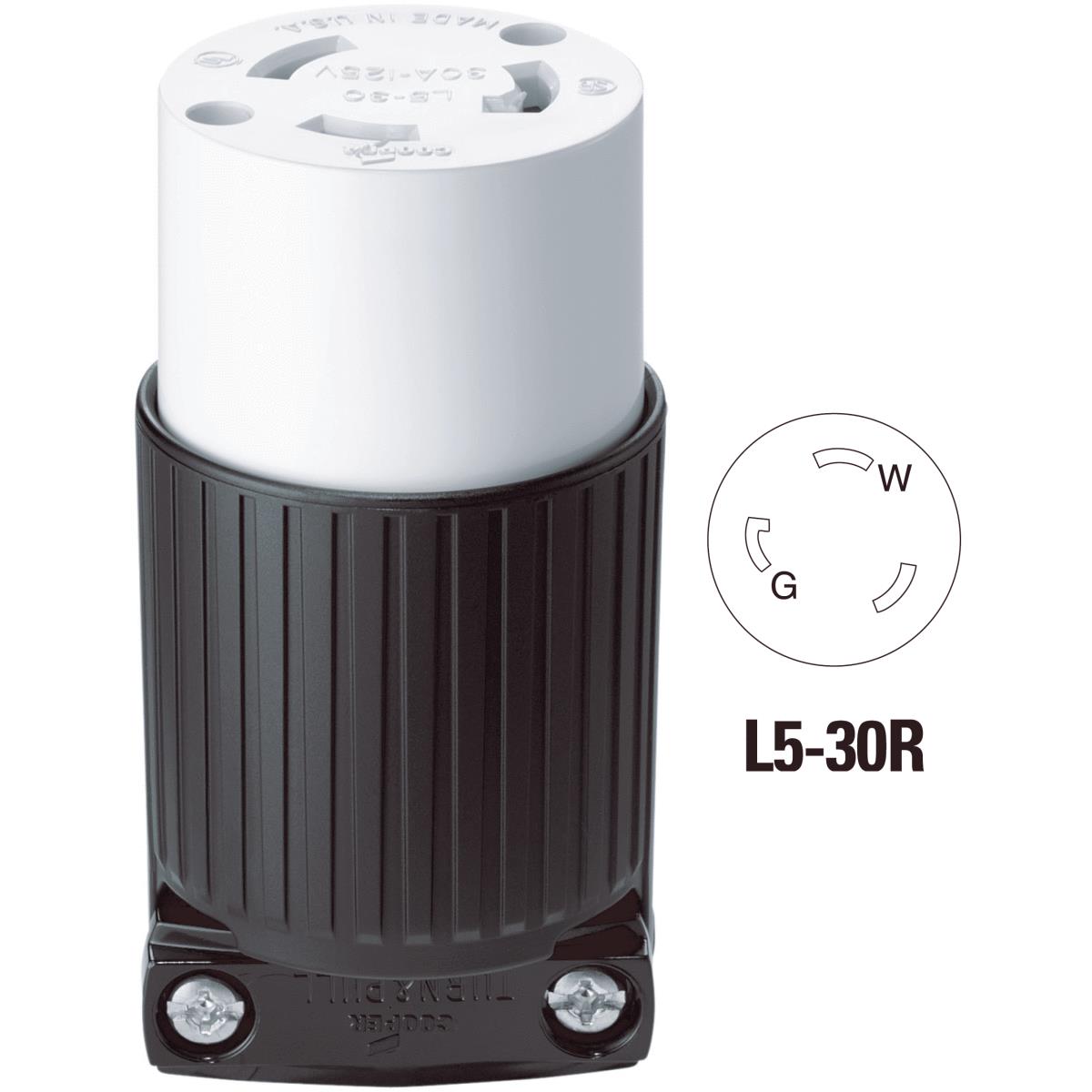 Cooper 30A 125V 3-Wire 2-Pole Commercial Grade Locking Cord Connector