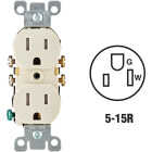 Leviton 15A Light Almond Tamper Resistant 5-15R Duplex Outlet Image 1