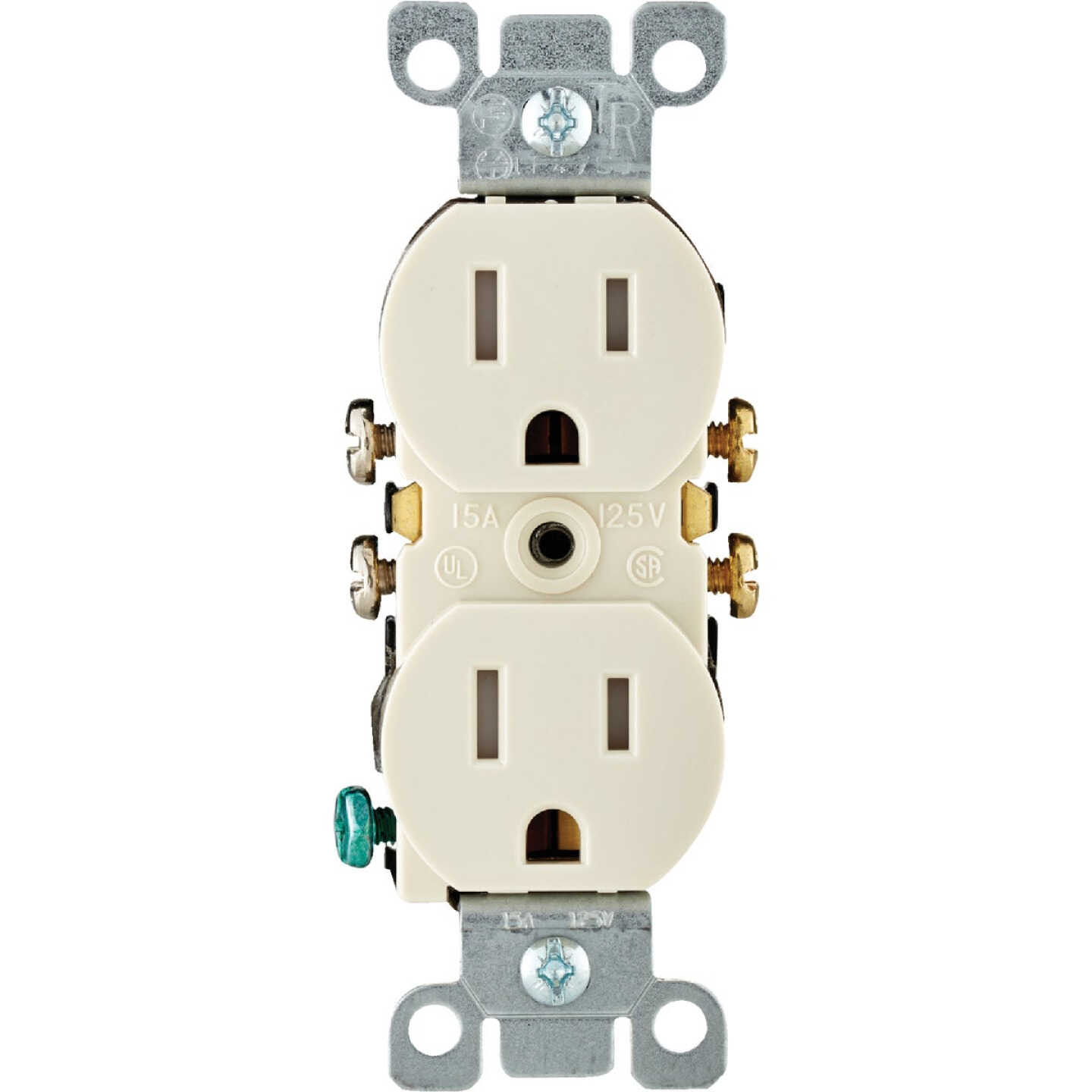 Leviton 15A Light Almond Tamper Resistant 5-15R Duplex Outlet Image 2