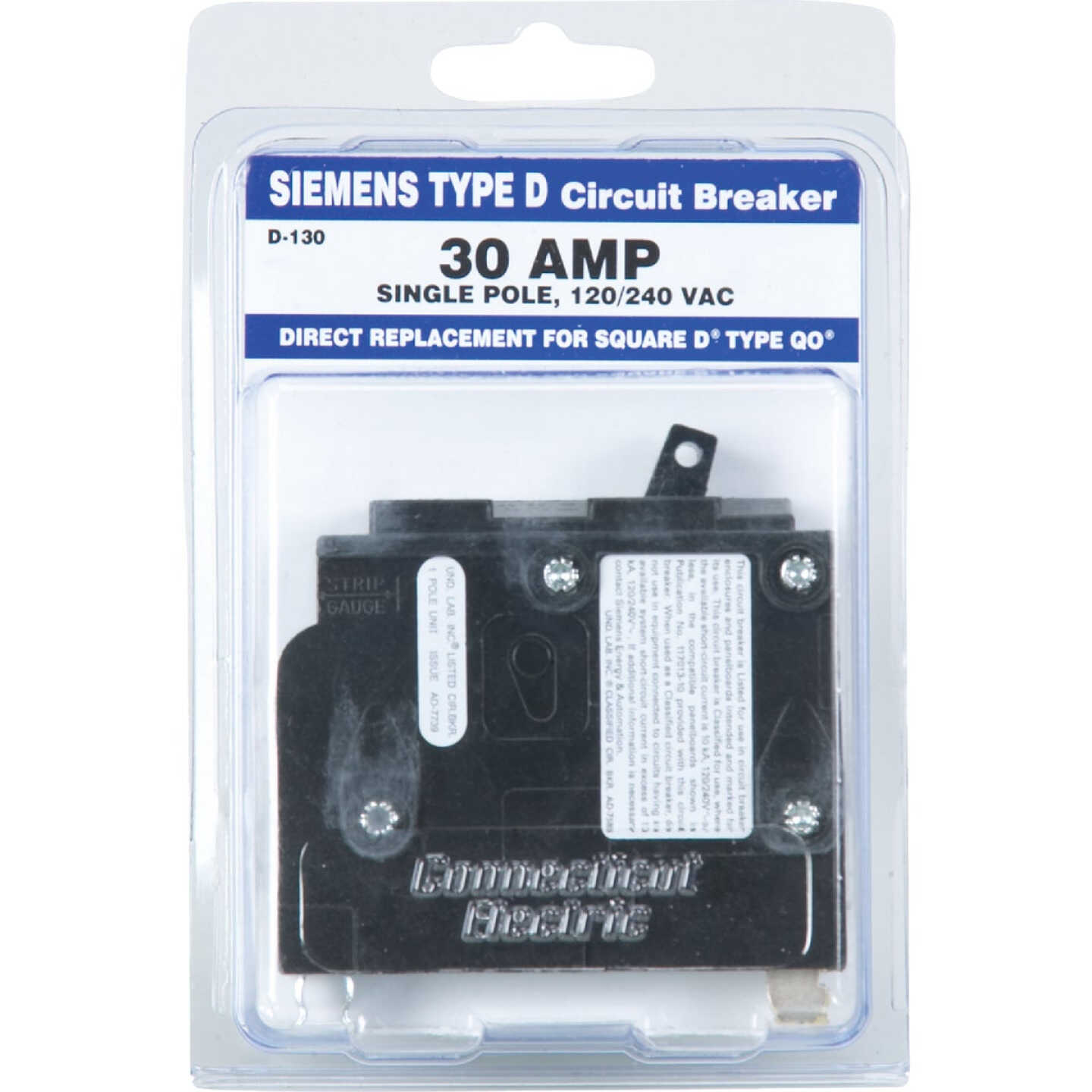 Connecticut Electric 30A Single-Pole Standard Trip Packaged Replacement Circuit Breaker For Square D Image 2