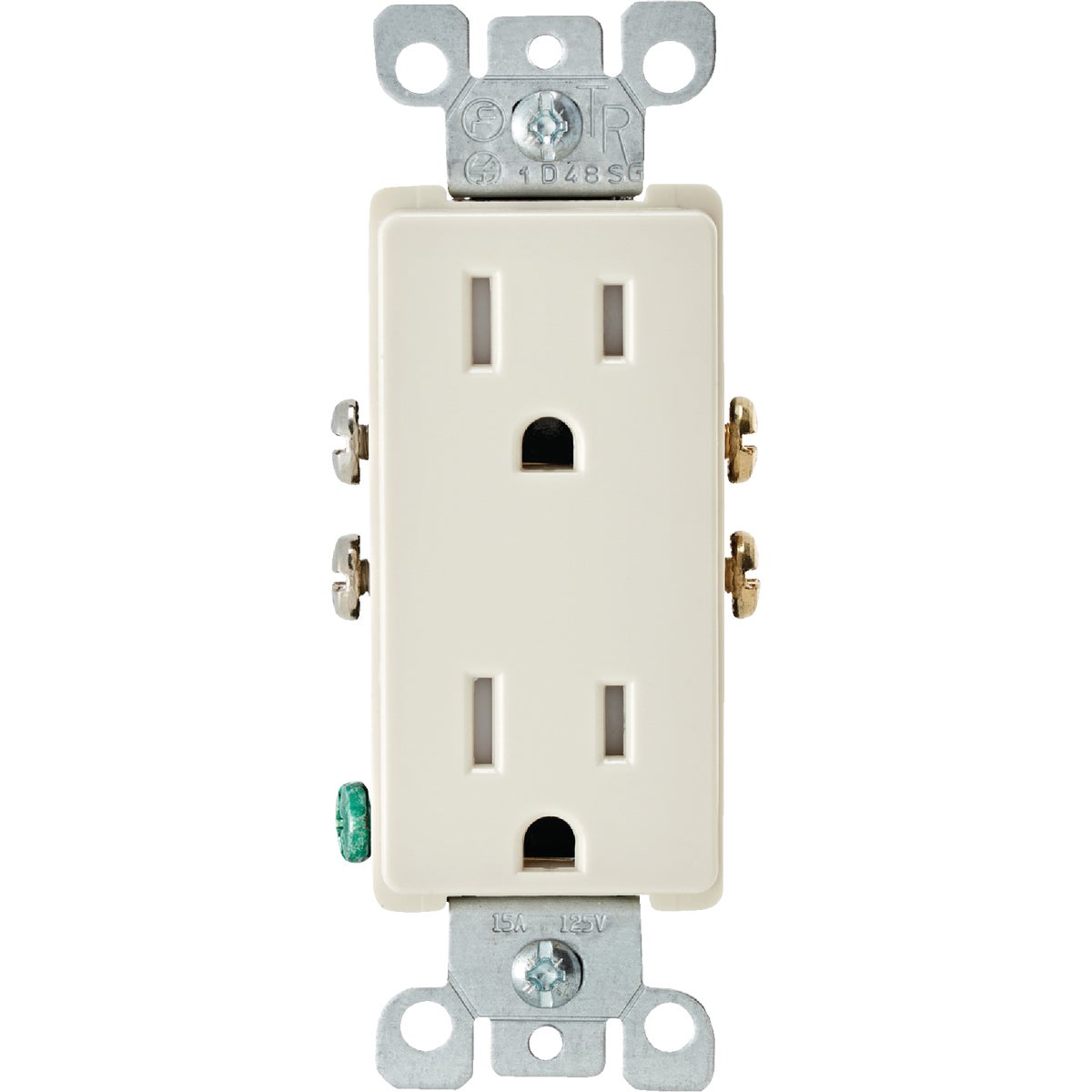 Leviton Decora 15A Light Almond Tamper Resistant 5-15R Duplex Outlet Image 2