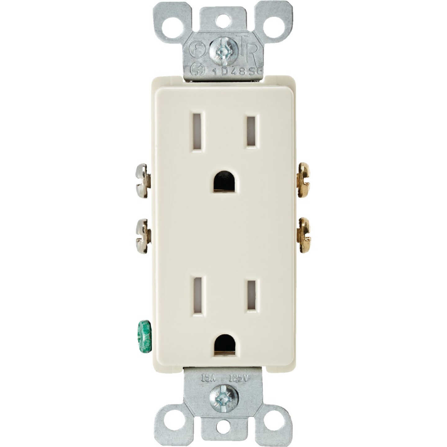 Leviton Decora 15A Light Almond Tamper Resistant 5-15R Duplex Outlet Image 2