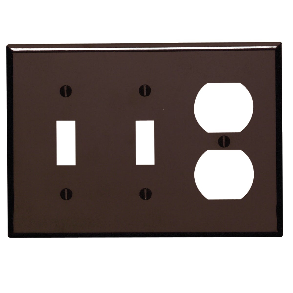 Leviton 3-Gang Plastic 2-Toggle/Duplex Outlet Wall Plate, Brown Image 1
