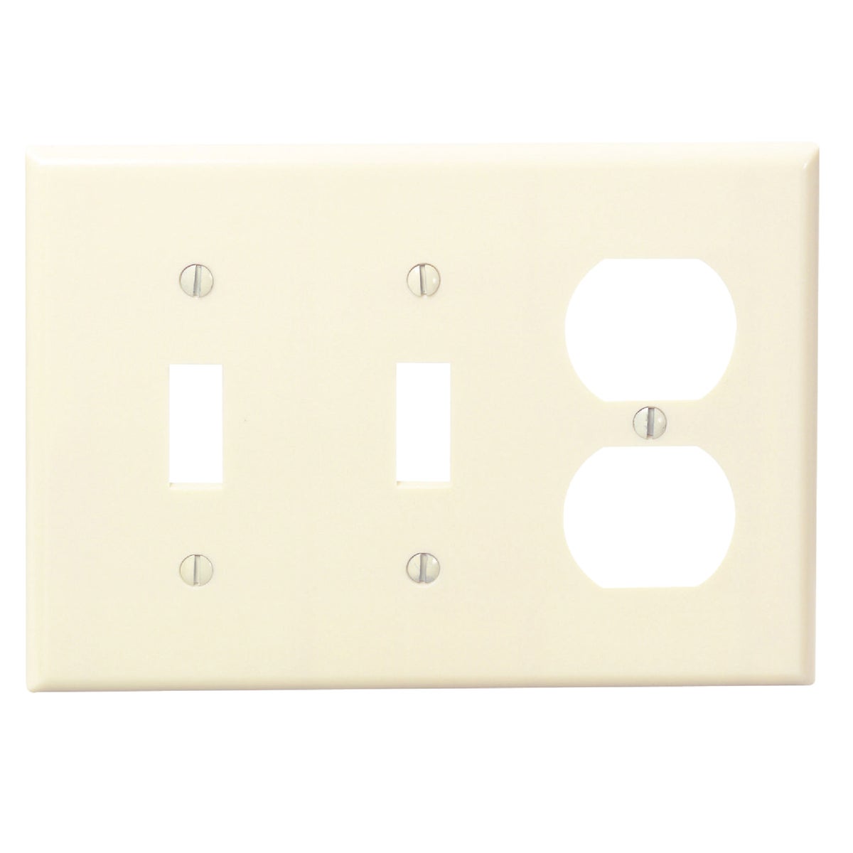 Leviton 3-Gang Plastic 2-Toggle/Duplex Outlet Wall Plate, Ivory Image 1