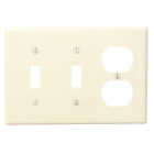 Leviton 3-Gang Plastic 2-Toggle/Duplex Outlet Wall Plate, Ivory Image 1