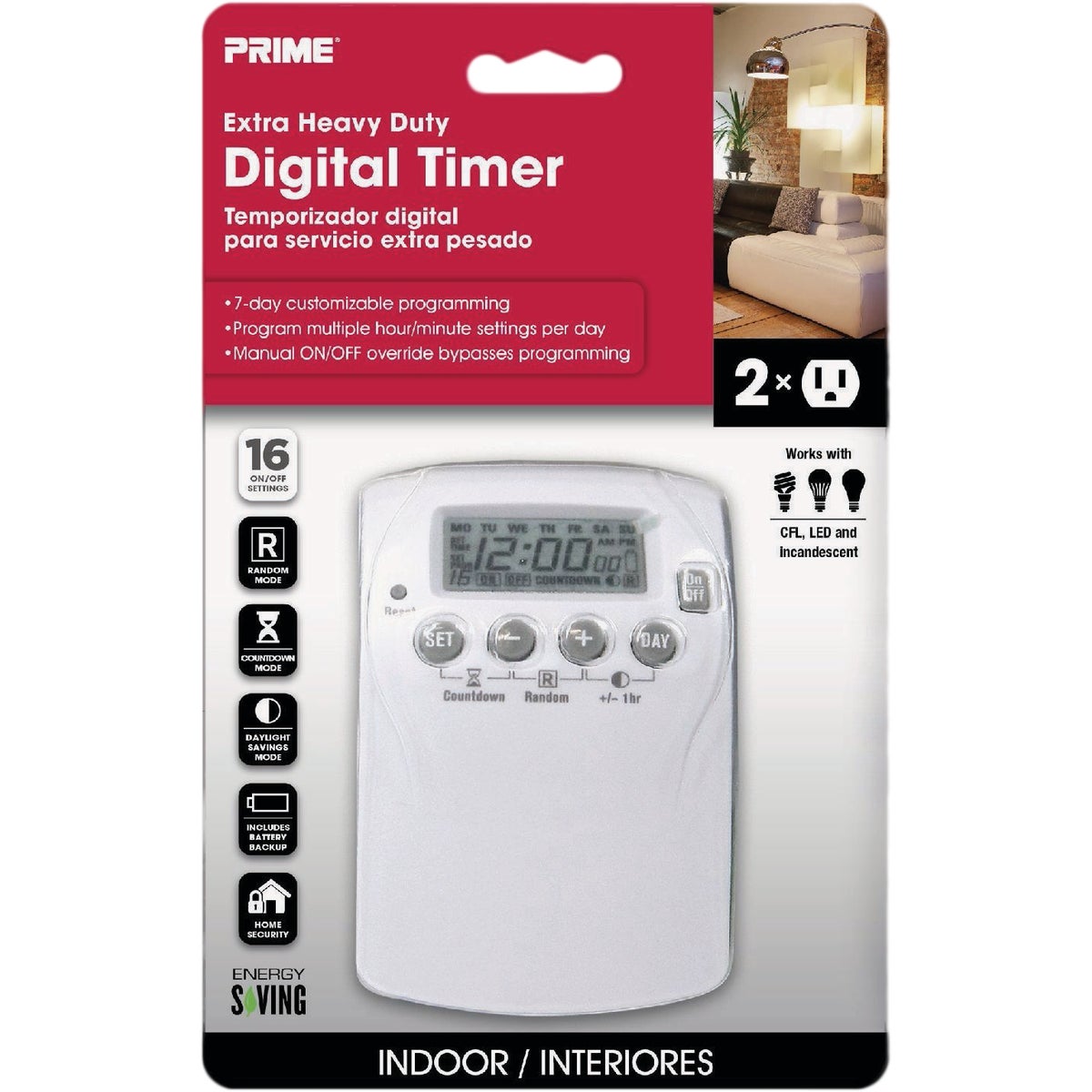 Prime 125V Indoor 7-Day Digital Timer Image 3