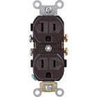 Leviton 15A Brown Commercial Grade 5-15R Duplex Outlet Image 1