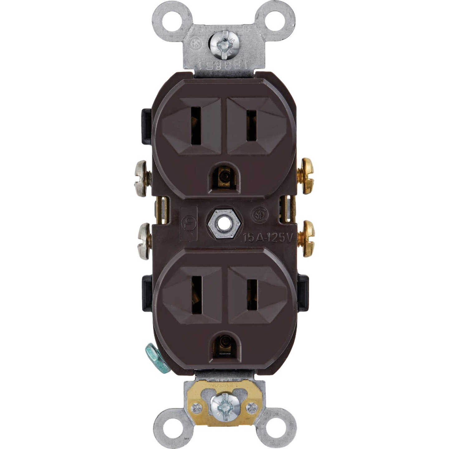 Leviton 15A Brown Commercial Grade 5-15R Duplex Outlet Image 1