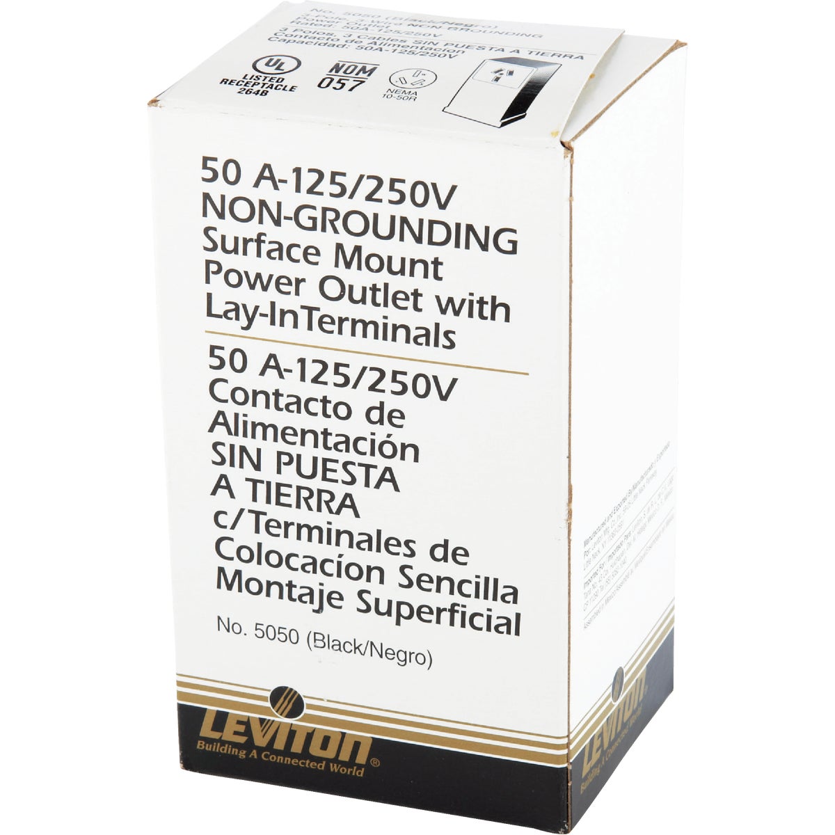 Leviton 50A Surface Mount Black 10-50R Non-Grounding Range Power Outlet Image 3