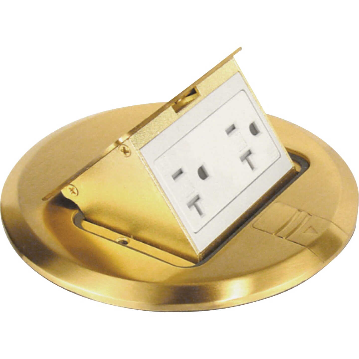 Southwire Brass 5.6 In. x 5.9 In. Floor Box Outlet Kit Image 1