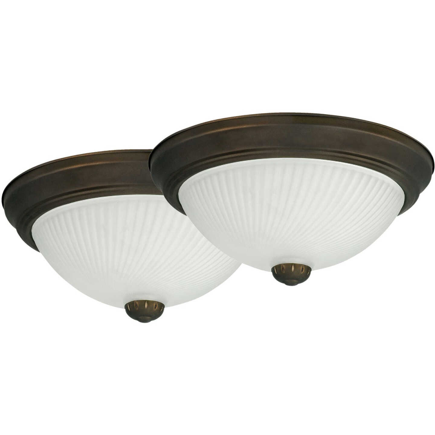 Canarm 11 In. Oil Rubbed Bronze Incandescent Flush Mount Ceiling Light Fixture (2-Pack) Image 1