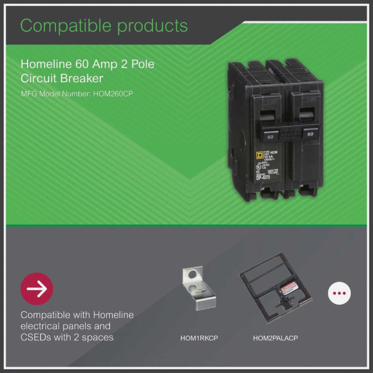 Square D Homeline 60A Double-Pole Standard Trip Circuit Breaker Image 4