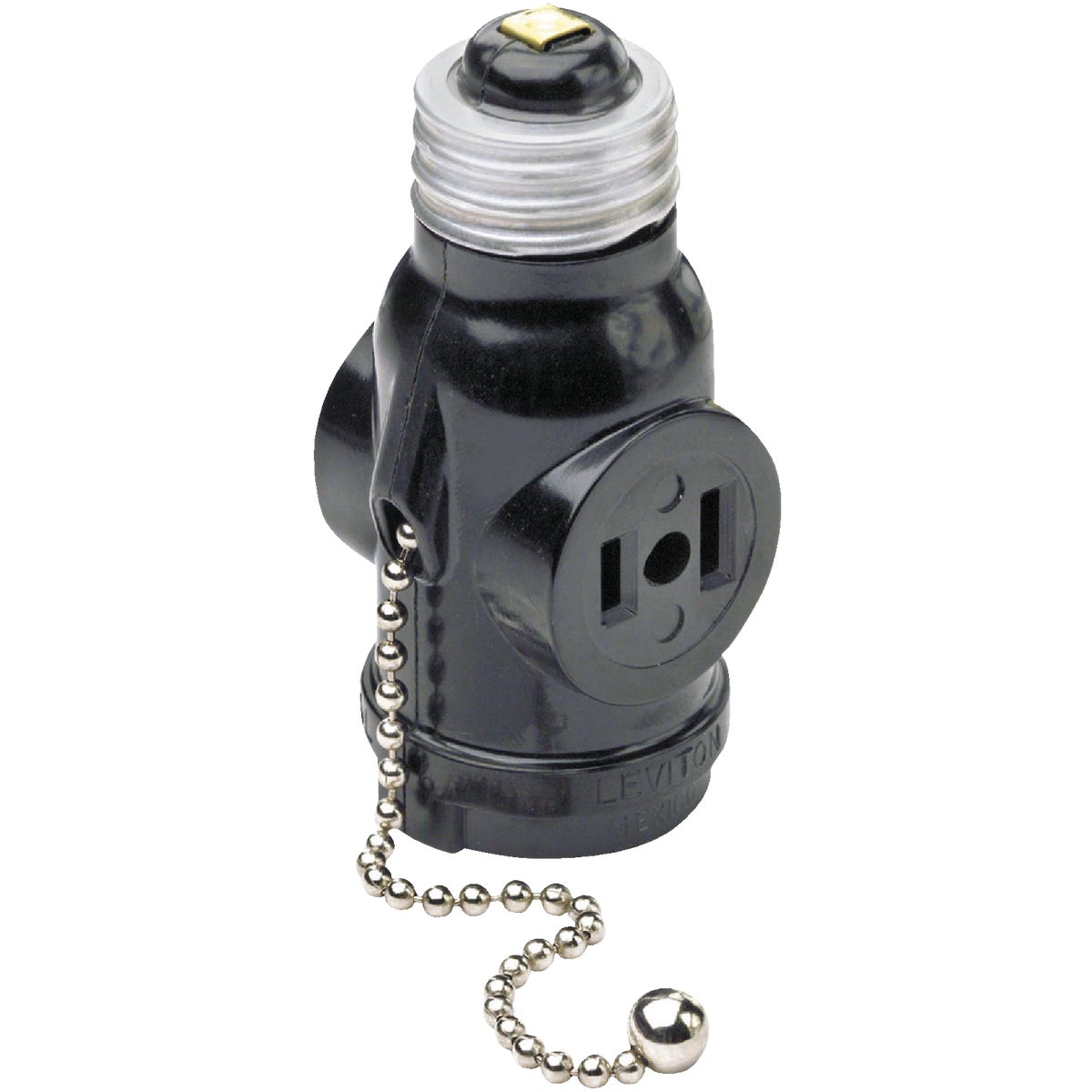 Leviton Black 125V Pull Chain Socket Adapter Image 2