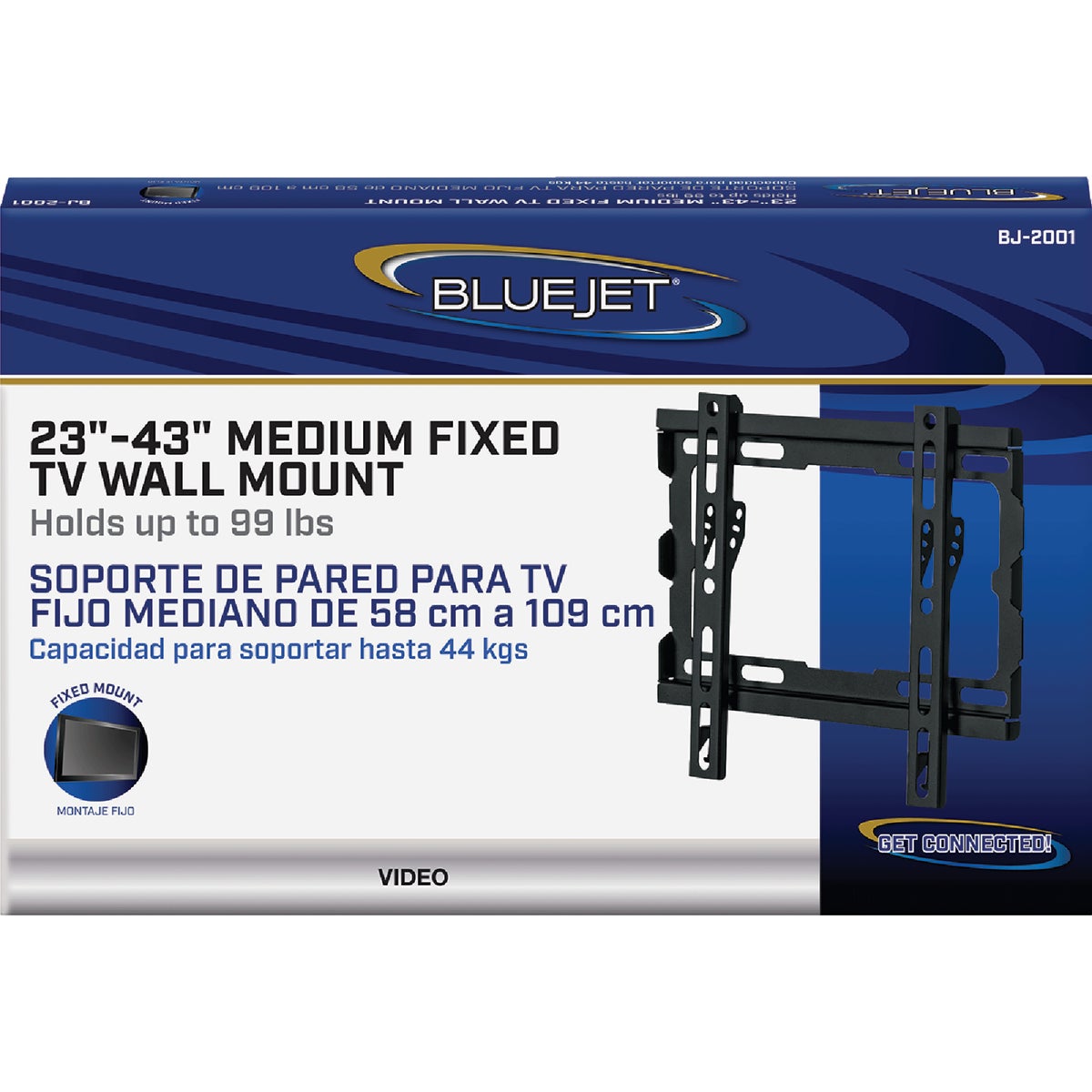 Blue Jet Black 23 In. to 43 In. Medium Fixed TV Wall Mount Image 2