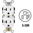 Leviton 20A White Shallow Commercial Grade 5-20R Duplex Outlet Image 1