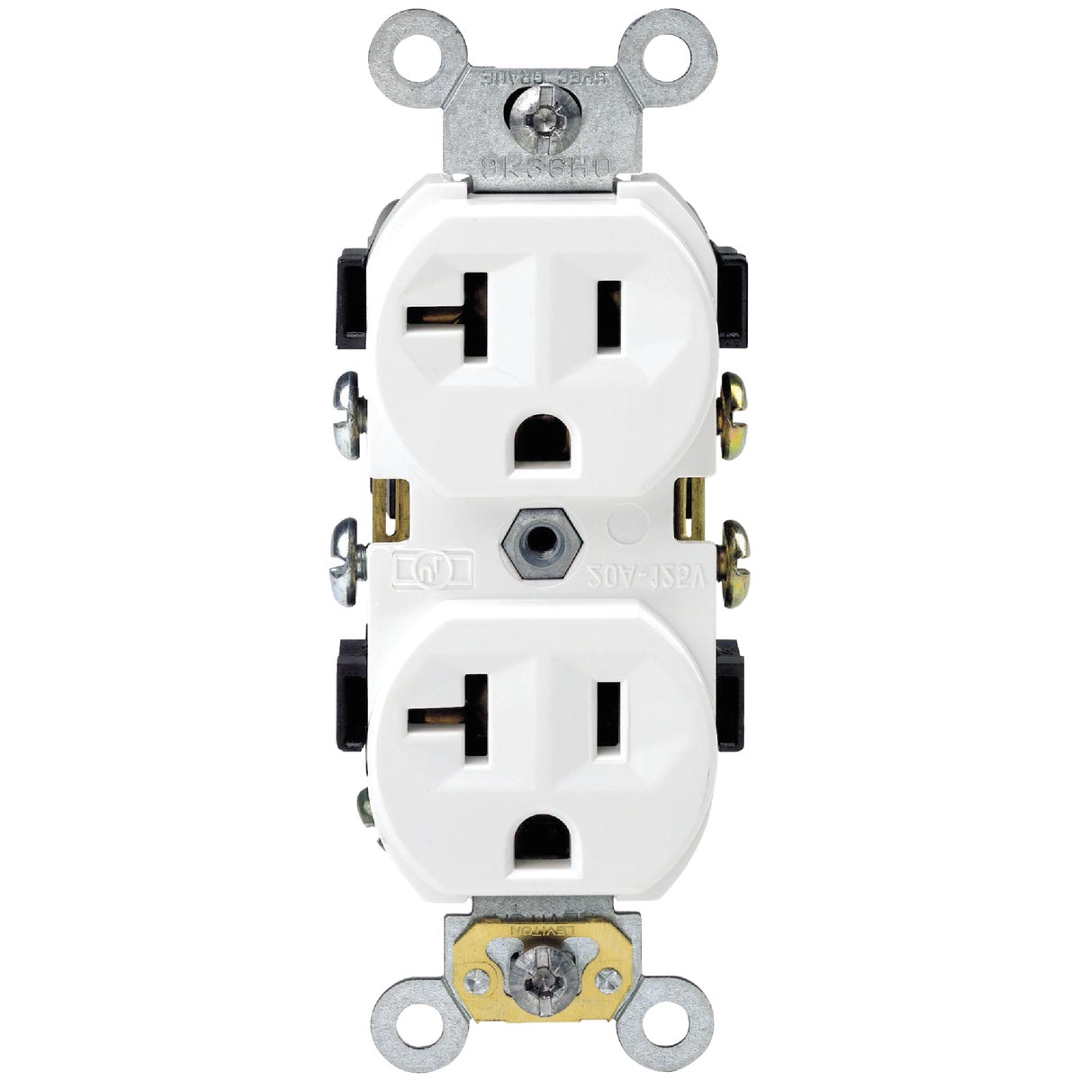 Leviton 20A White Shallow Commercial Grade 5-20R Duplex Outlet Image 4