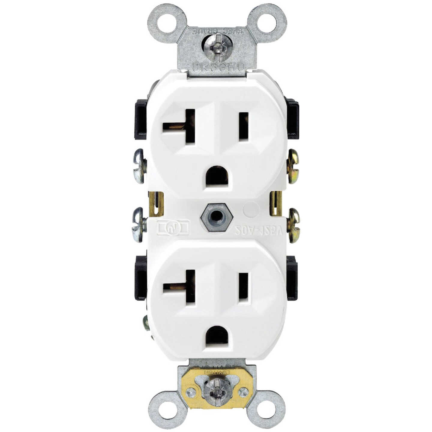 Leviton 20A White Shallow Commercial Grade 5-20R Duplex Outlet Image 4
