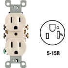 Leviton 15A Light Almond Shallow Grounded 5-15R Duplex Outlet Image 1