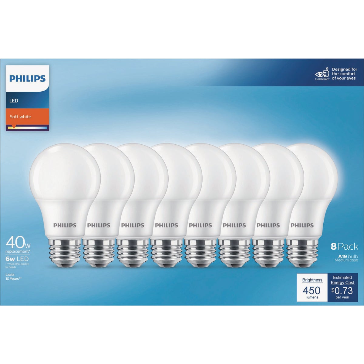 Philips 40W Equivalent Soft White A19 Medium LED Light Bulb (8-Pack) Image 2