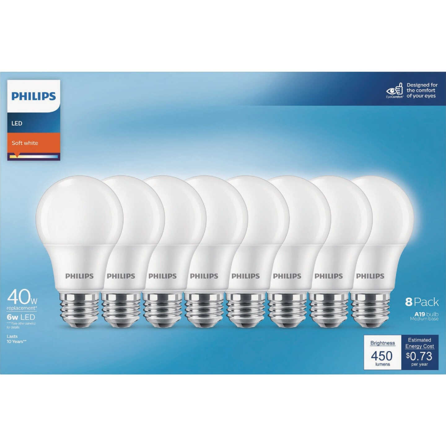 Philips 40W Equivalent Soft White A19 Medium LED Light Bulb (8-Pack) Image 2