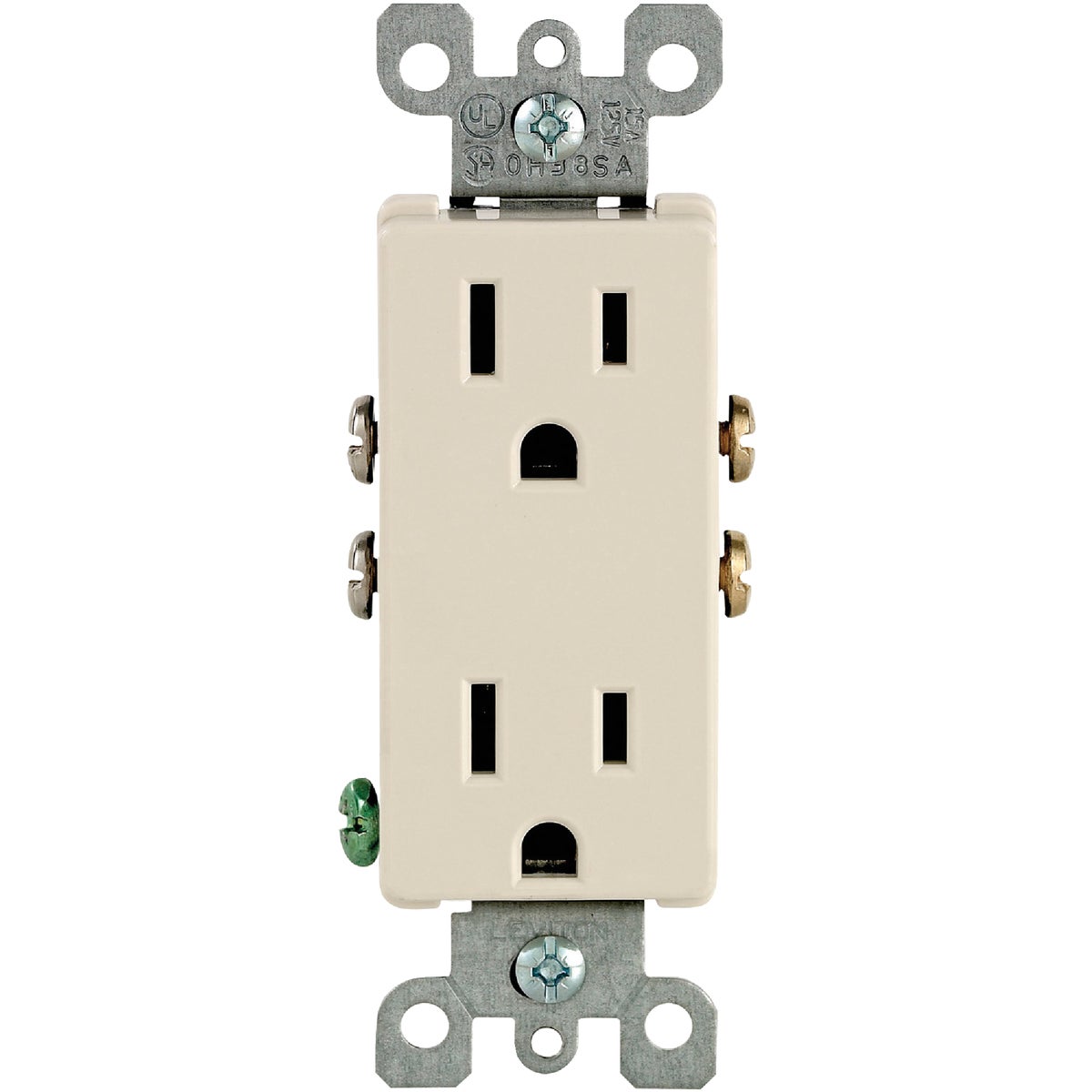 Leviton Decora 15A Light Almond Residential Grade 5-15R Duplex Outlet Image 4