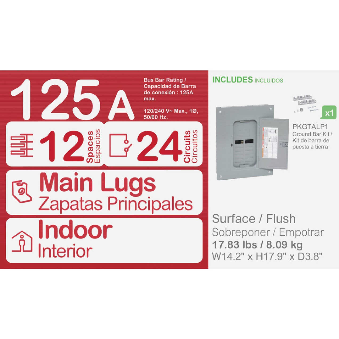 Square D Homeline 125A 12-Space 24-Circuit Indoor Main Lug Plug-on Neutral Load Center Image 2