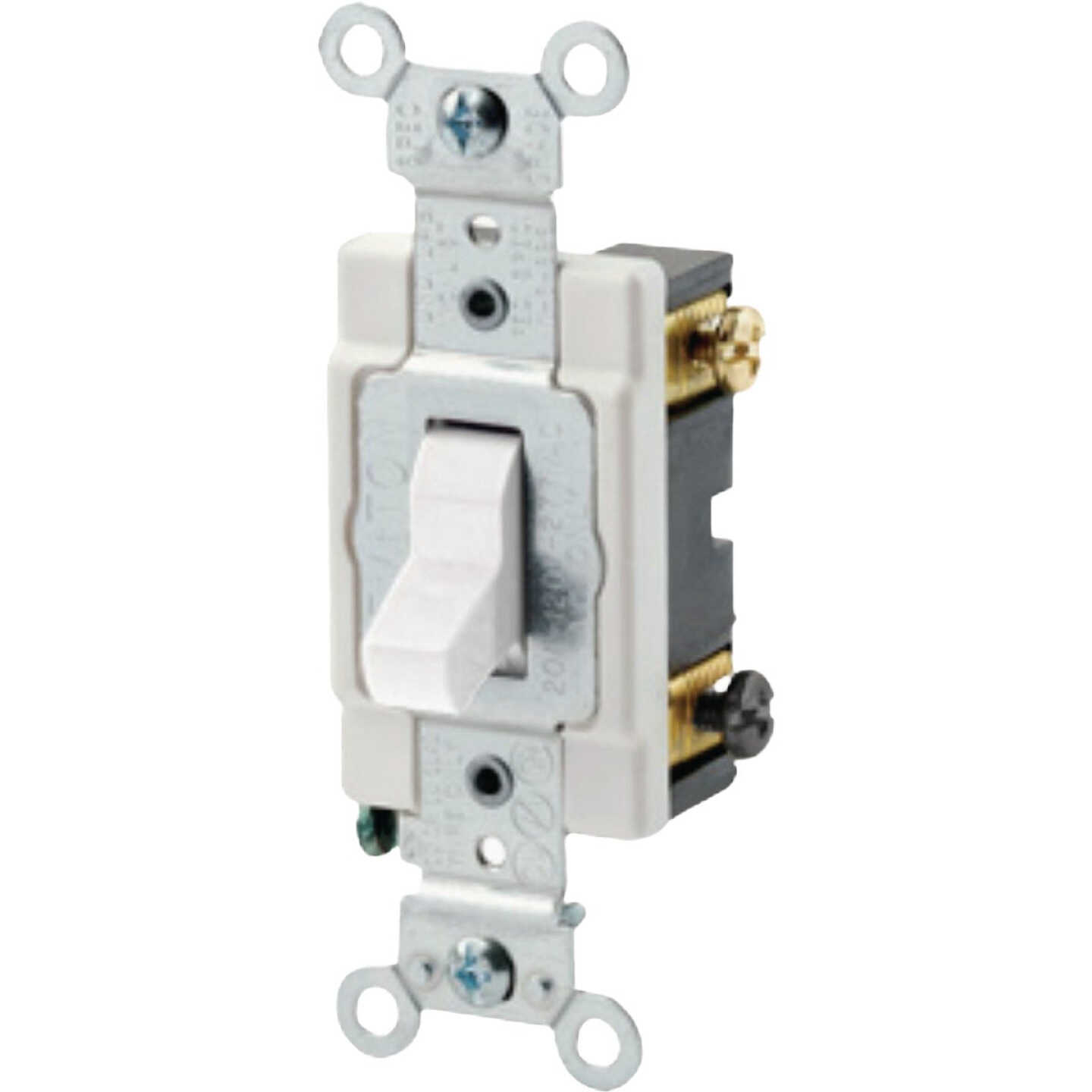 Leviton Toggle White 20A Grounded Quiet Double Pole Switch Image 1