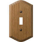 Amerelle Country 1-Gang Solid Oak Toggle Switch Wall Plate, Medium Oak Image 1