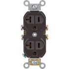 Leviton 20A Brown Commercial Grade 5-20R Combination Side Back Wire Duplex Outlet Image 1