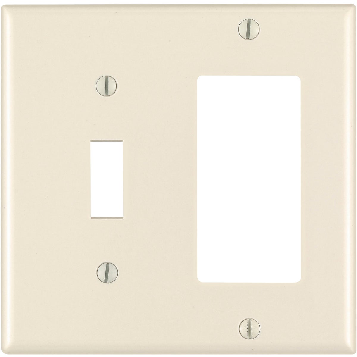 Leviton Decora 2-Gang Thermoset Single Toggle/Rocker Wall Plate, Light Almond Image 1