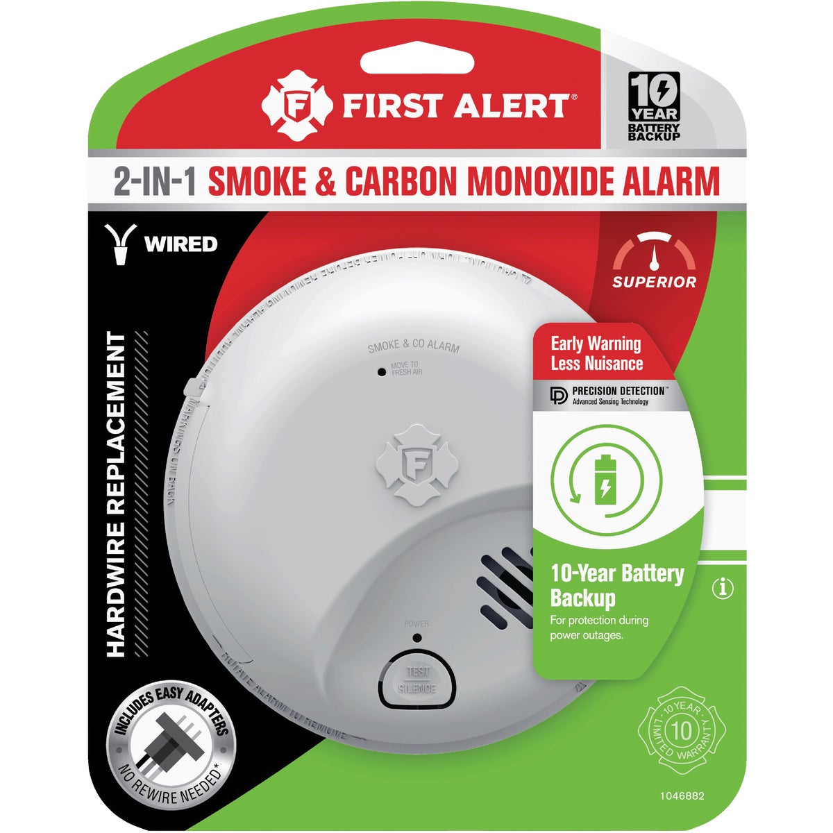 First Alert SMICO105-AC 2-In-1 Interconnect Hardwire Ionization Smoke & Carbon Monoxide Alarm