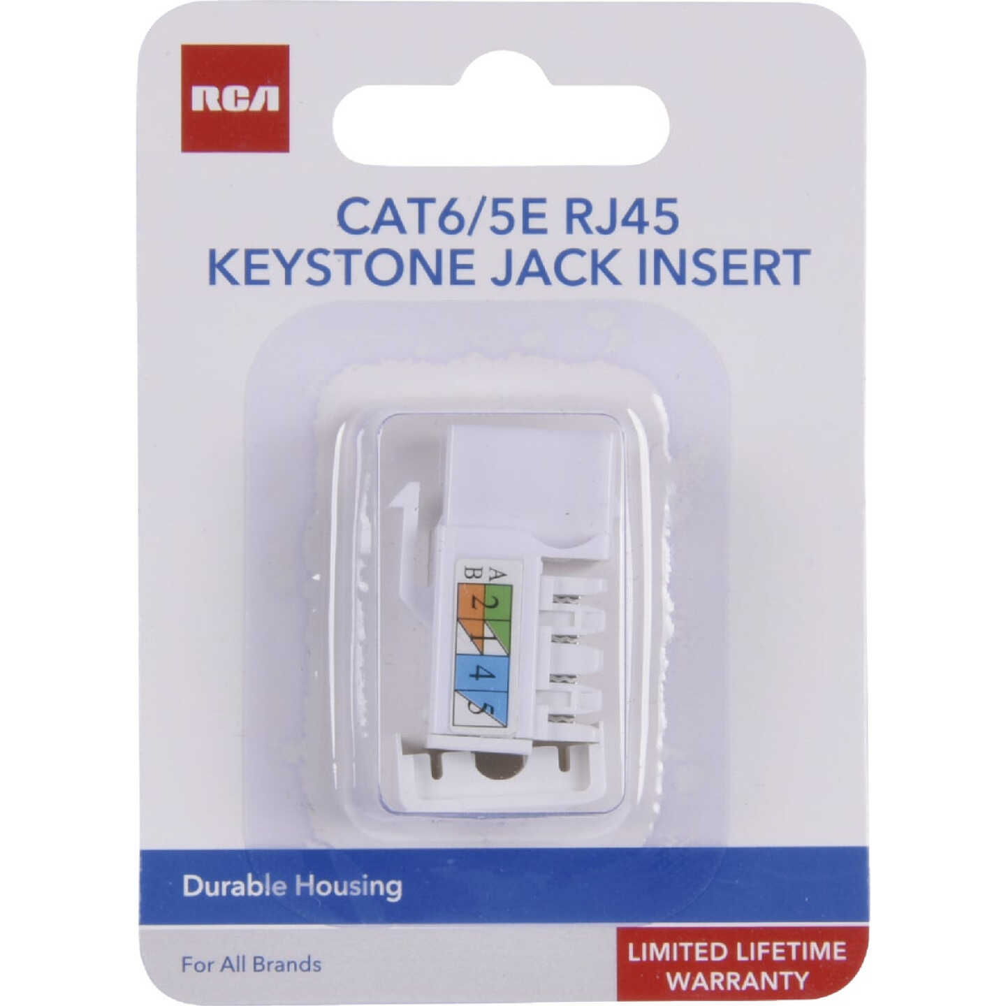 RCA Keystone CAT6/5E RJ45 White Modular Jack Image 1
