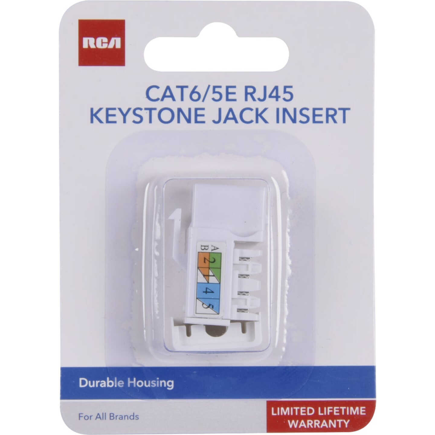 RCA Keystone CAT6/5E RJ45 White Modular Jack Image 1