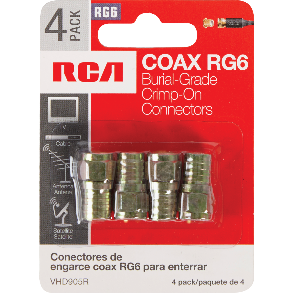 RCA RG6 F-Connector (4-Pack) Image 2